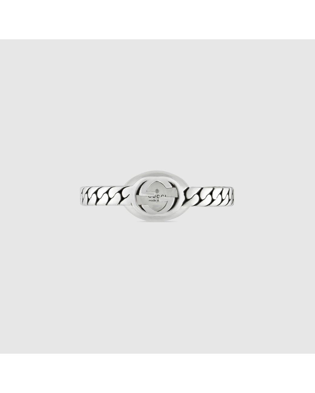 Gucci White Thin Interlocking G Ring