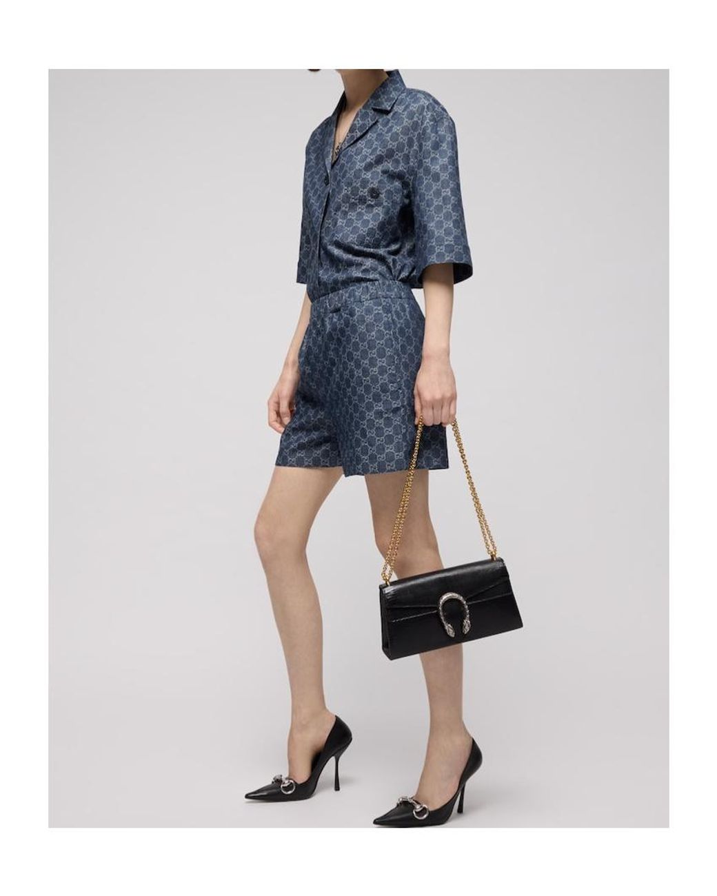 Gucci Blue Gg Jacquard Shirt