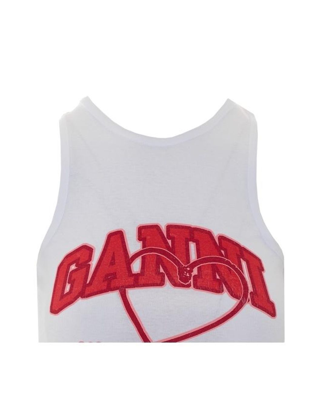 Ganni Red Cherries Graphic Ribbed Tank Top