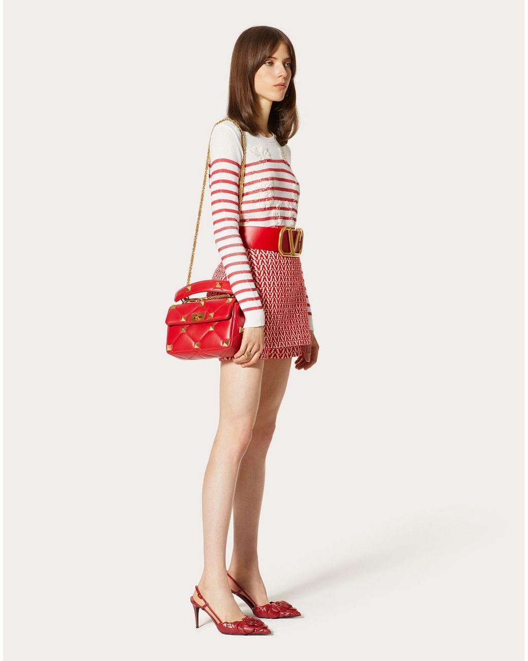 Valentino Red Striped Knitted Pullover