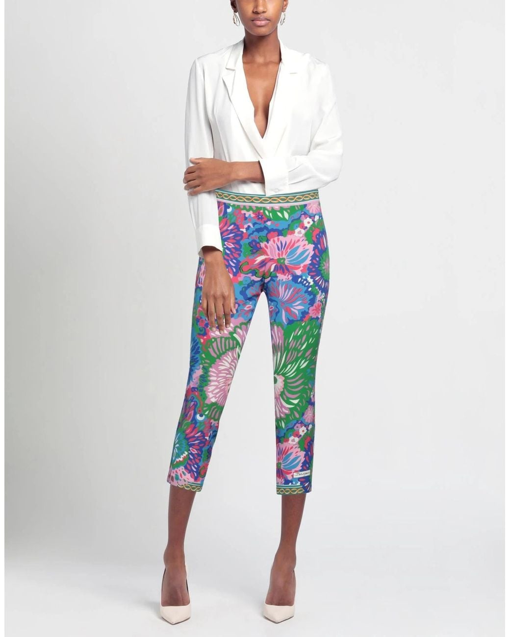 Dolce & Gabbana Blue Printed Stretch Casual Pants