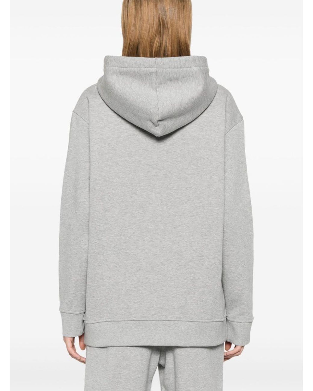 Fendi Gray Logo Embroidered Zip-Up Drawstring Hoodie