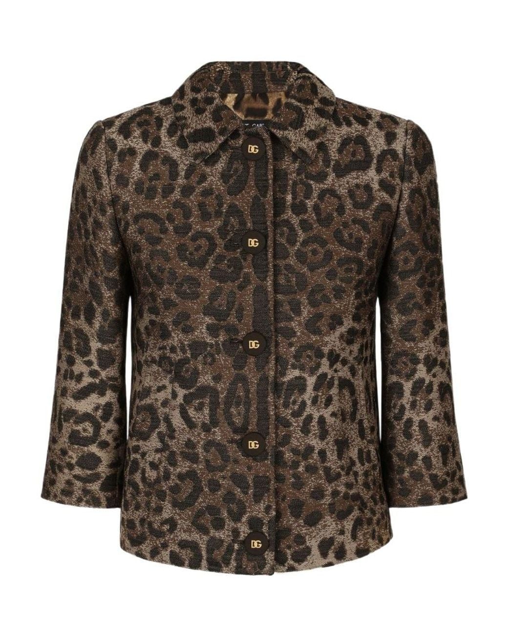 Dolce & Gabbana Brown All-Over Leopard Printed Jacket