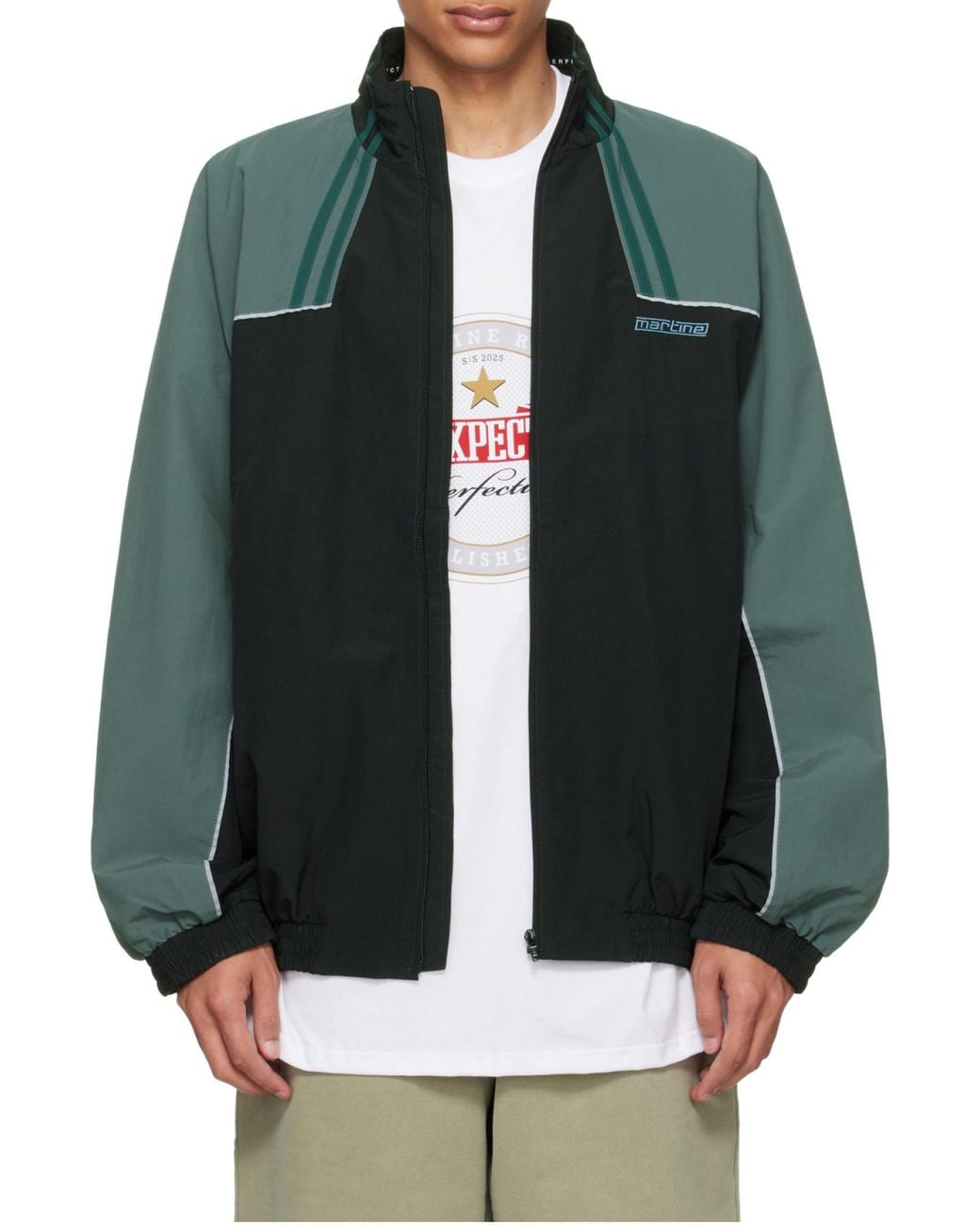 Martine Rose Black Logo Embroidered Zip-Up Jacket for men