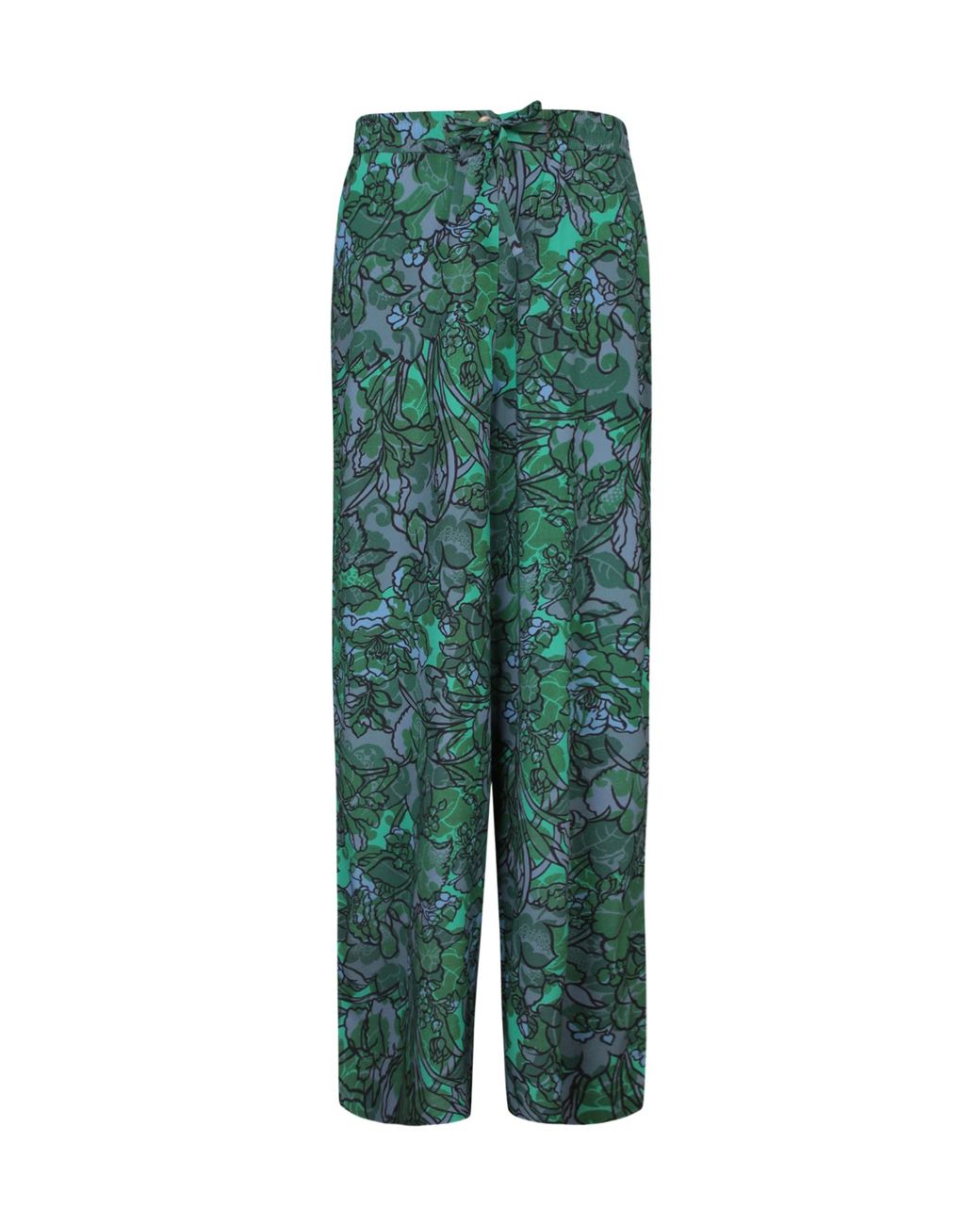 Pierre Louis Mascia Green Pattern Wide-Legged Casual Pants