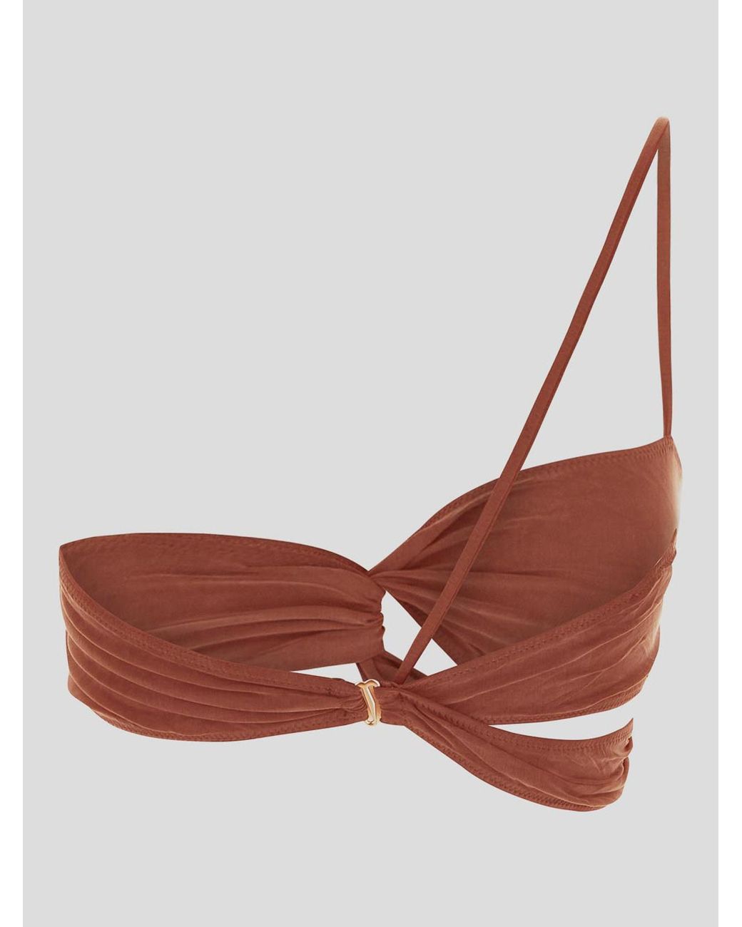 Jacquemus Brown One-Shoulder Tank Top