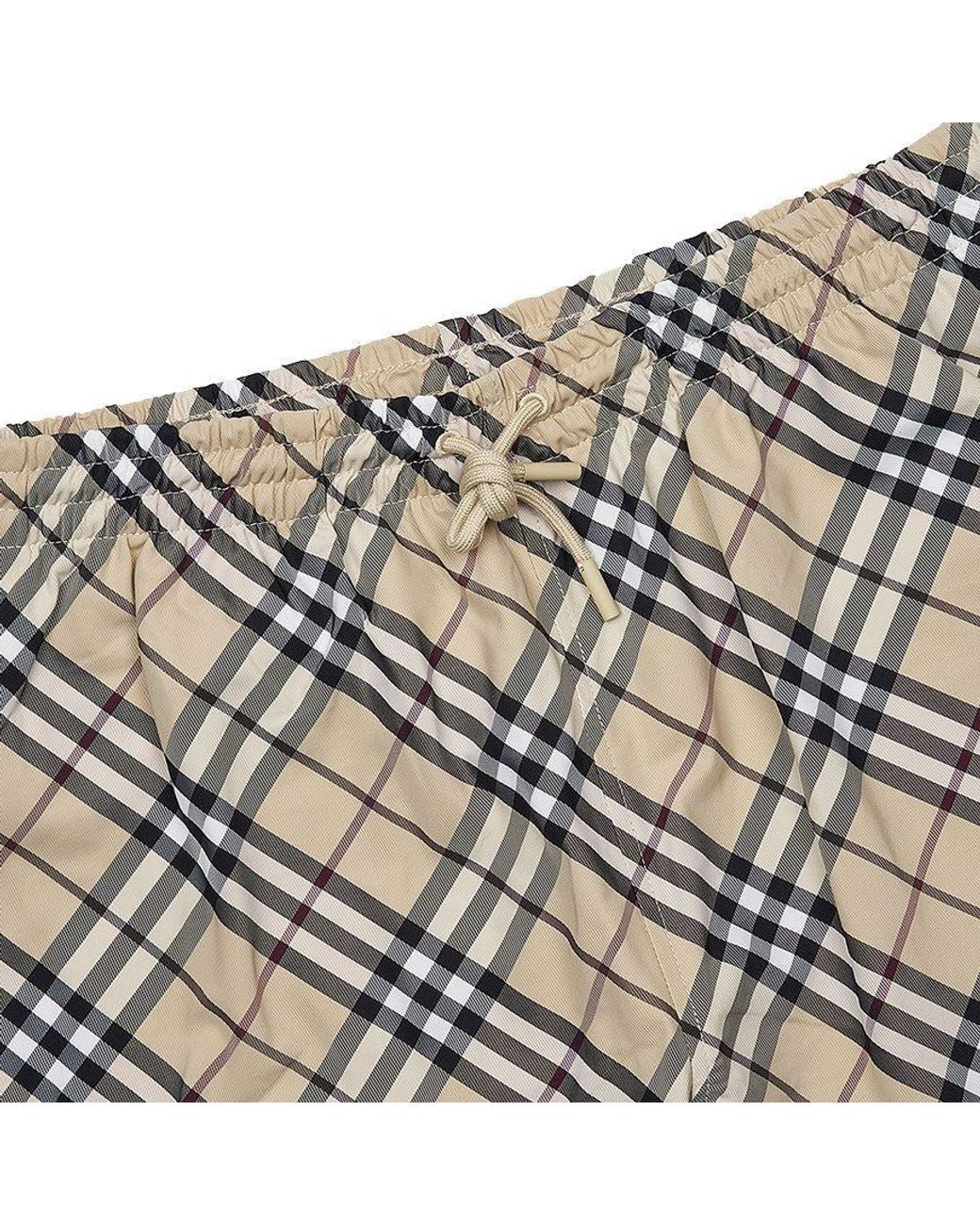 Burberry White Checked Swim Shorts for men
