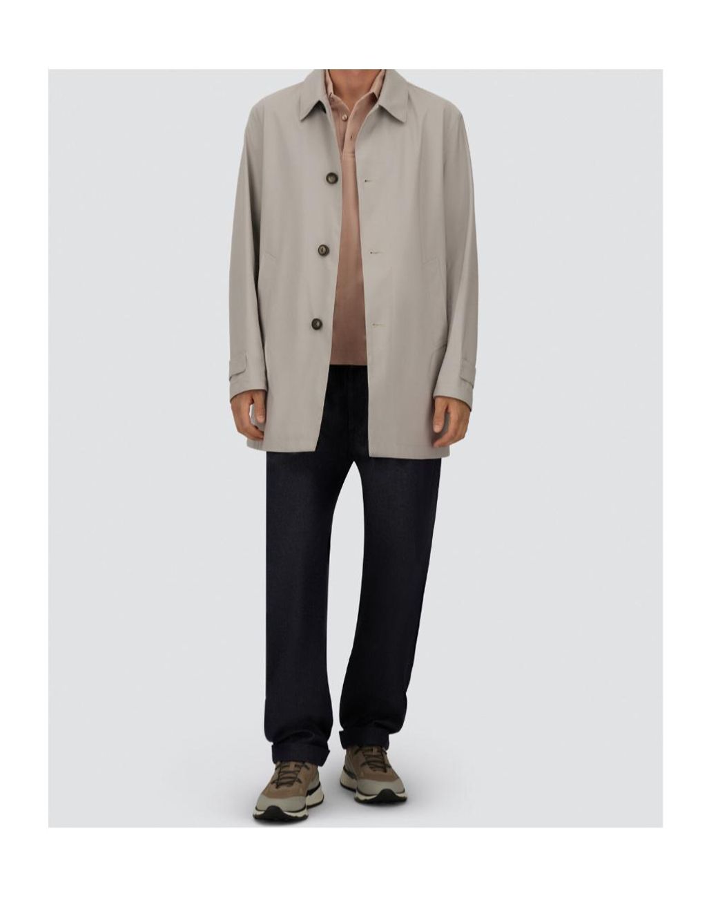 Herno Gray Button-Down 3-Layers Wool Coat for men