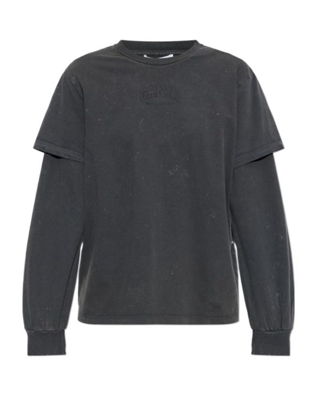 Ganni Gray Future Heavy Layered Sleeve T-Shirt