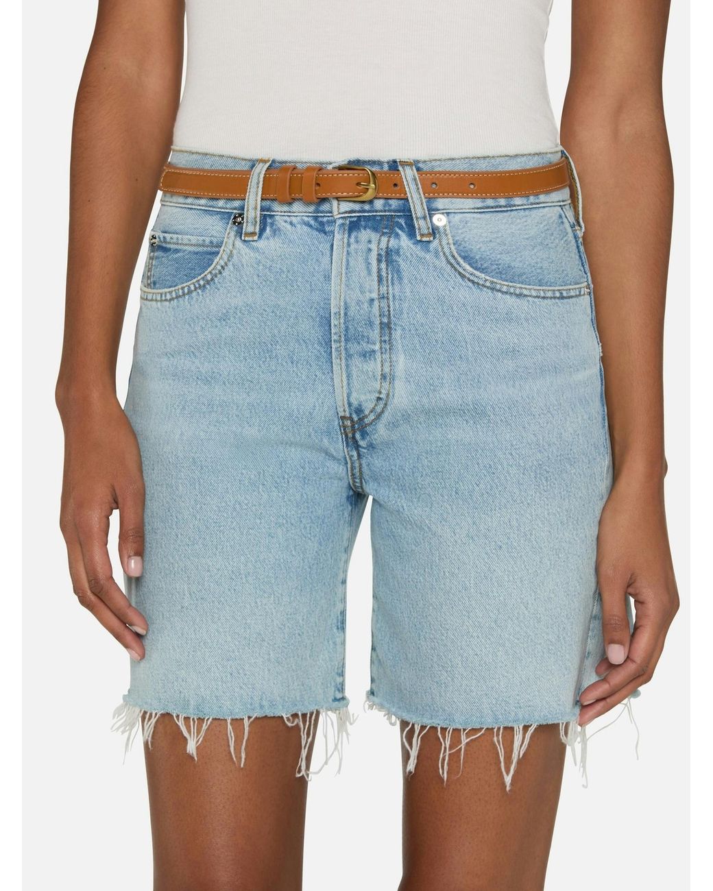 FRAME Blue High Waist Denim Shorts