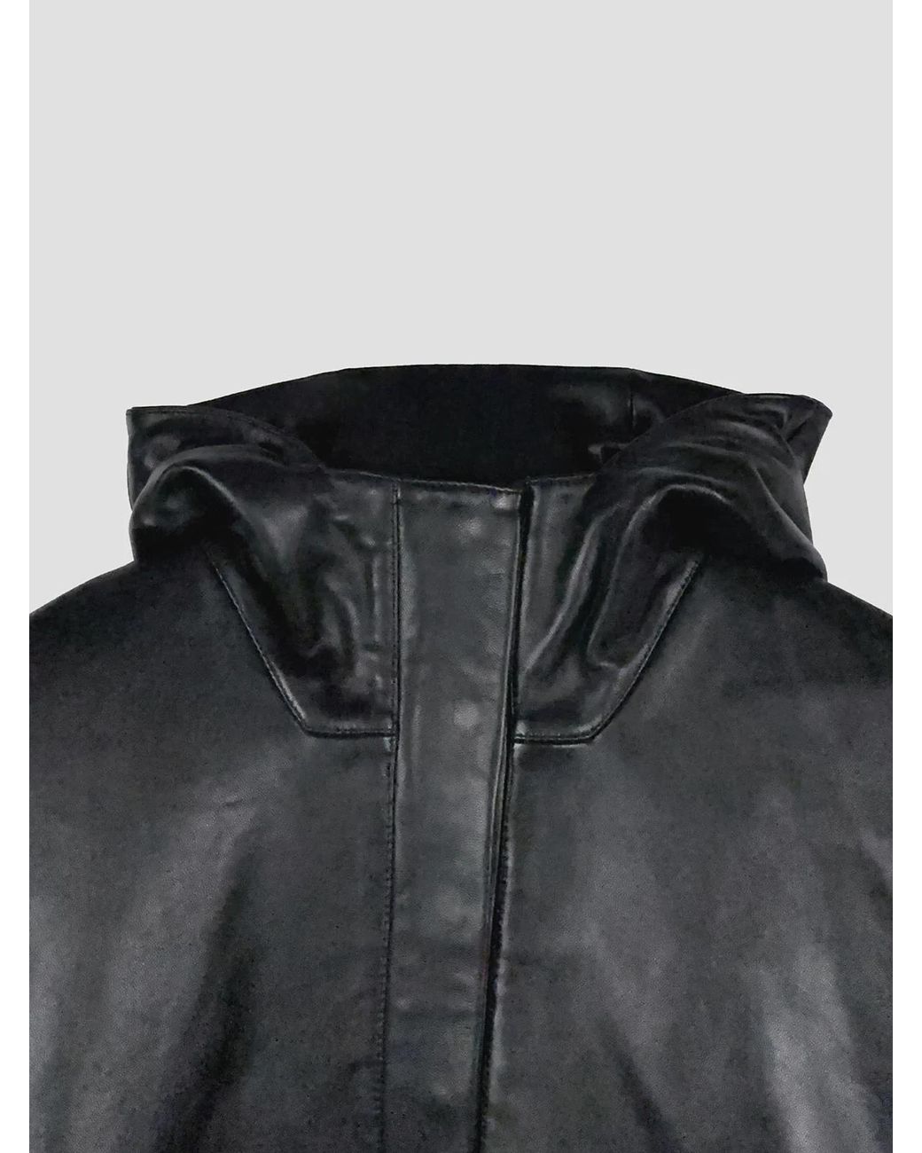 Rohe Black Hooded Leather Jacket