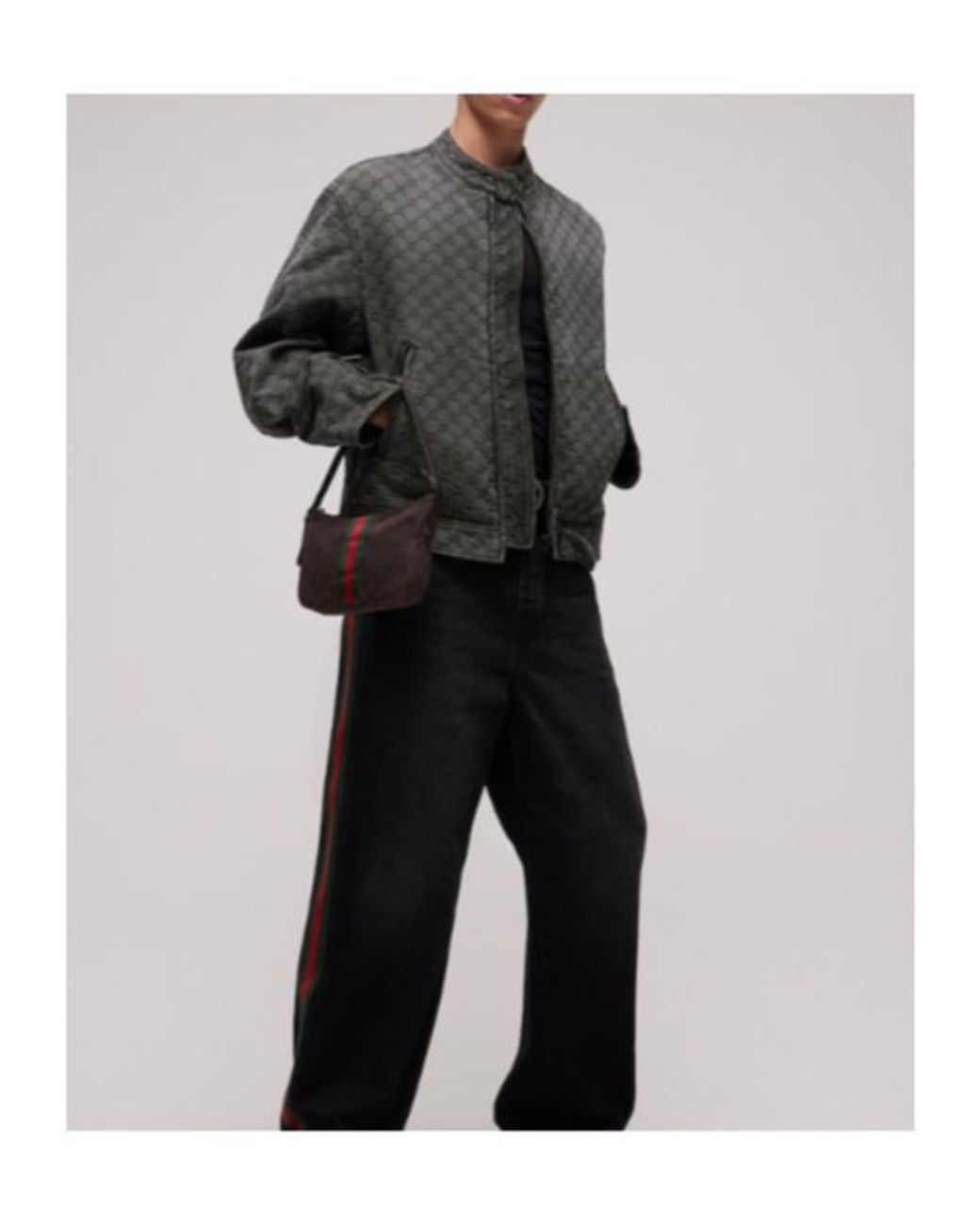 Gucci Gray Gg Cotton Denim Jacquard Zip Jacket for men