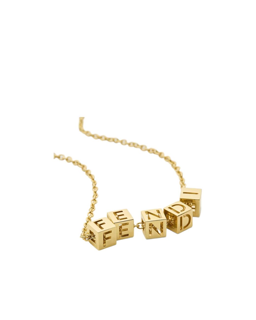 Fendi Metallic Logo-Dice Pendant Necklace