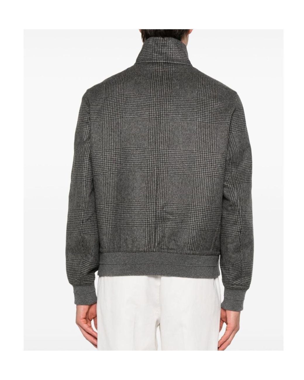 Brunello Cucinelli Gray Cashmere Bomber Jacket for men