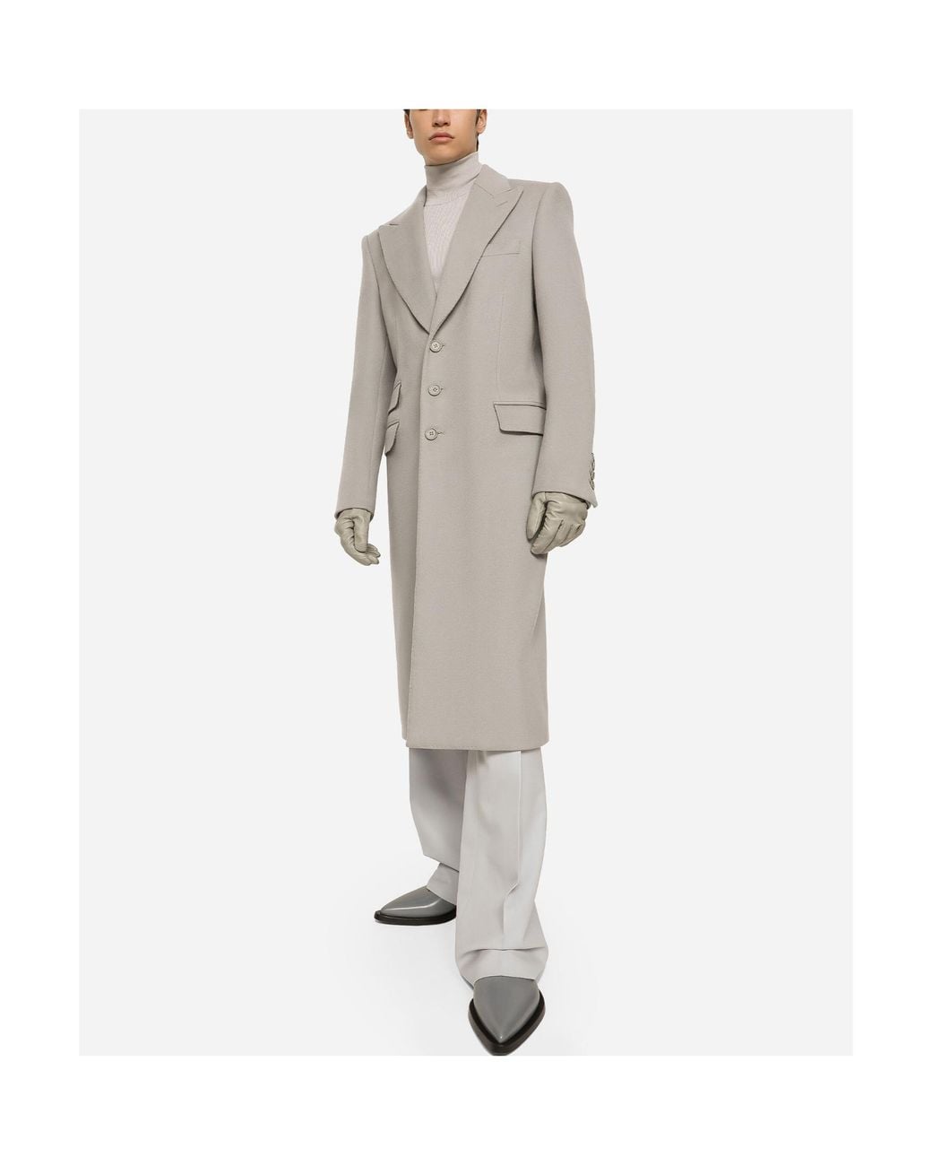Dolce & Gabbana Gray Single-Breasted Coat for men