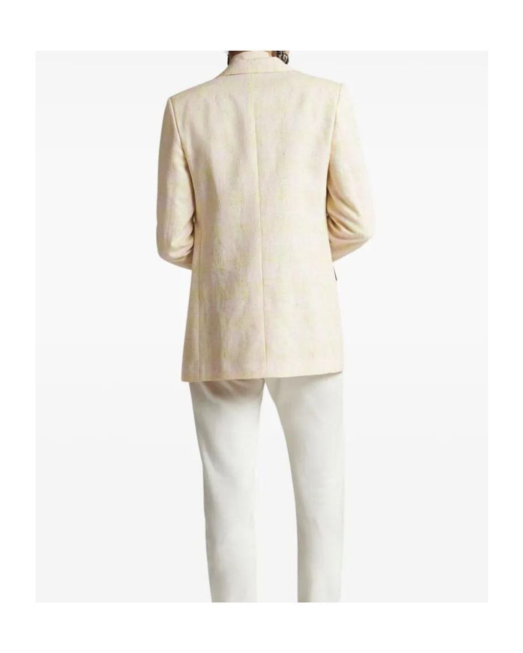 Etro White Long Check Jacket With Pegaso Buttons