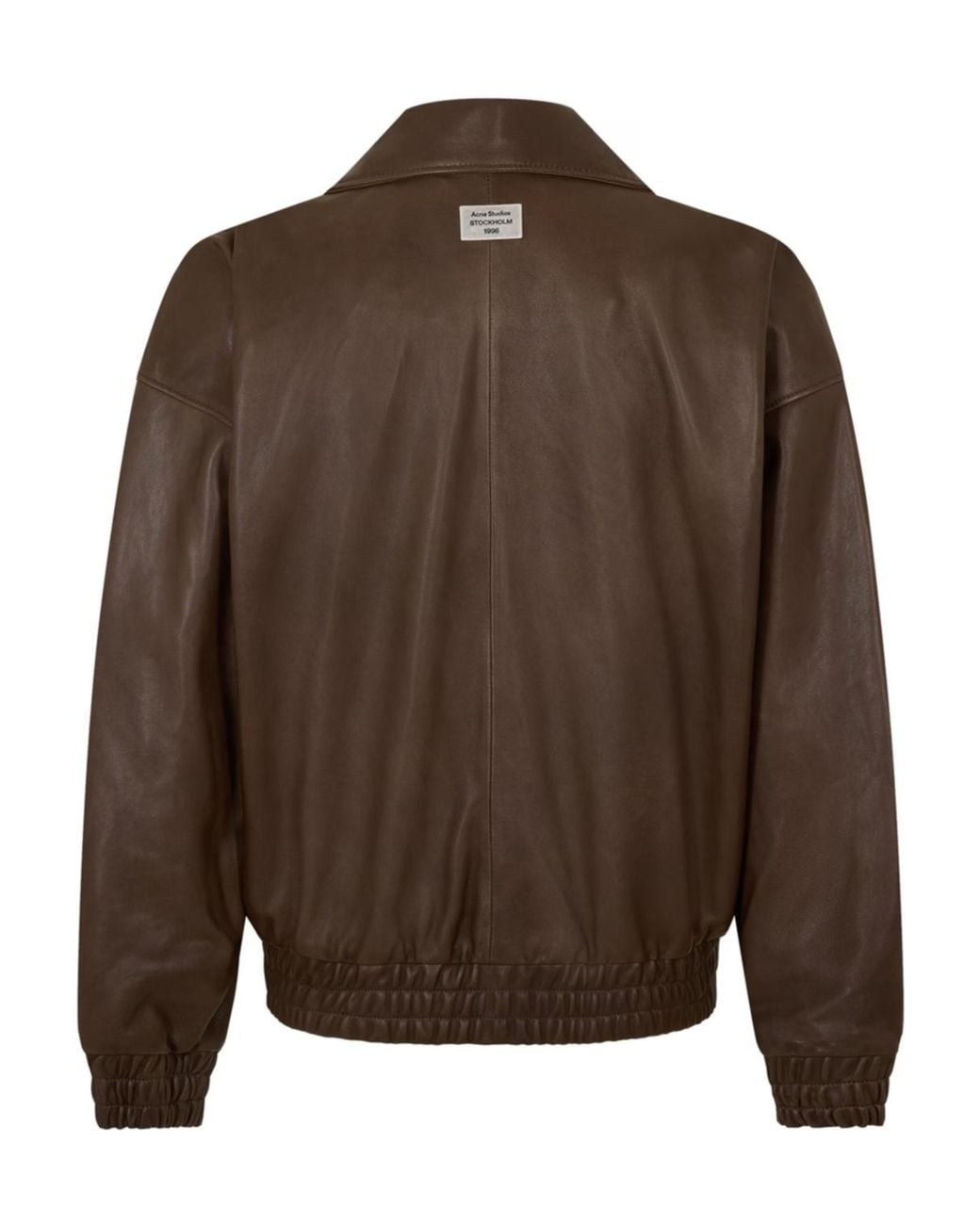Acne Brown Logo Patch Leather Jacket