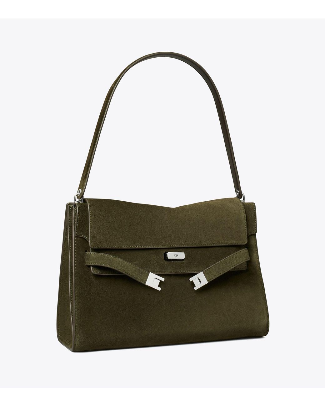 Tory Burch Green Large Lee Radziwill Suede Shoulder Bag
