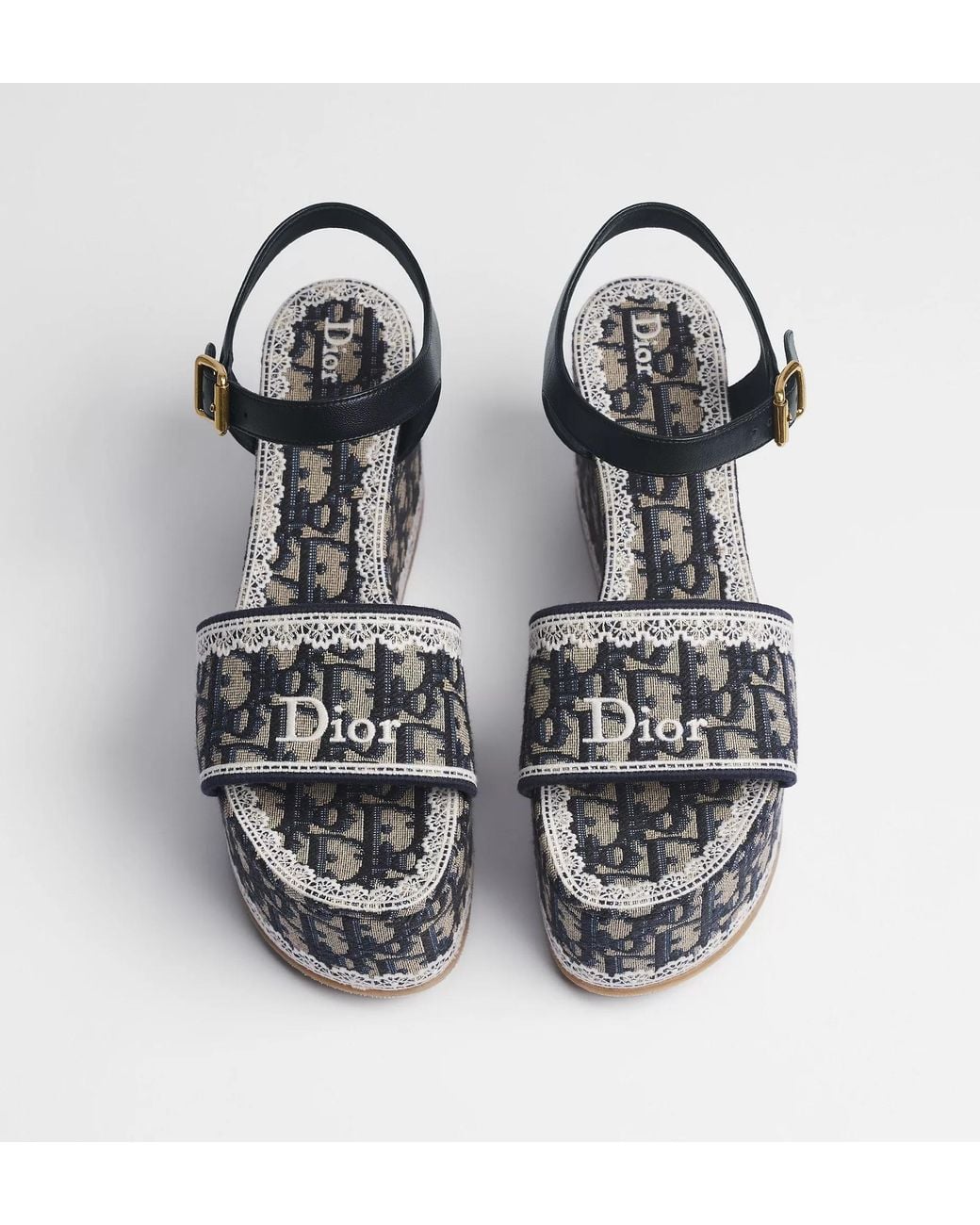 Dior Black Dentelle Wedge Sandal