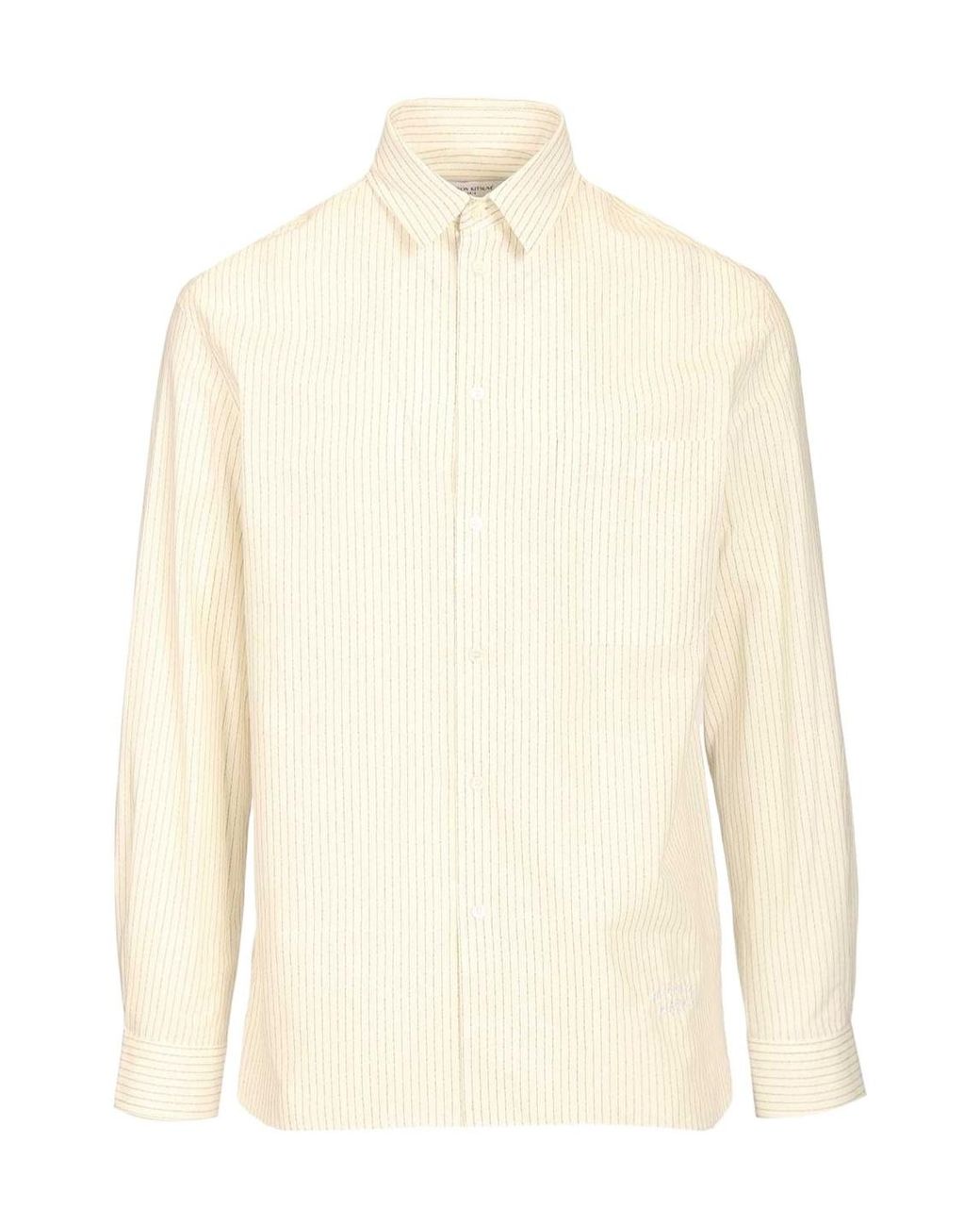 Maison Kitsuné White Maison Kitsuné Striped Oversized Shirt for men