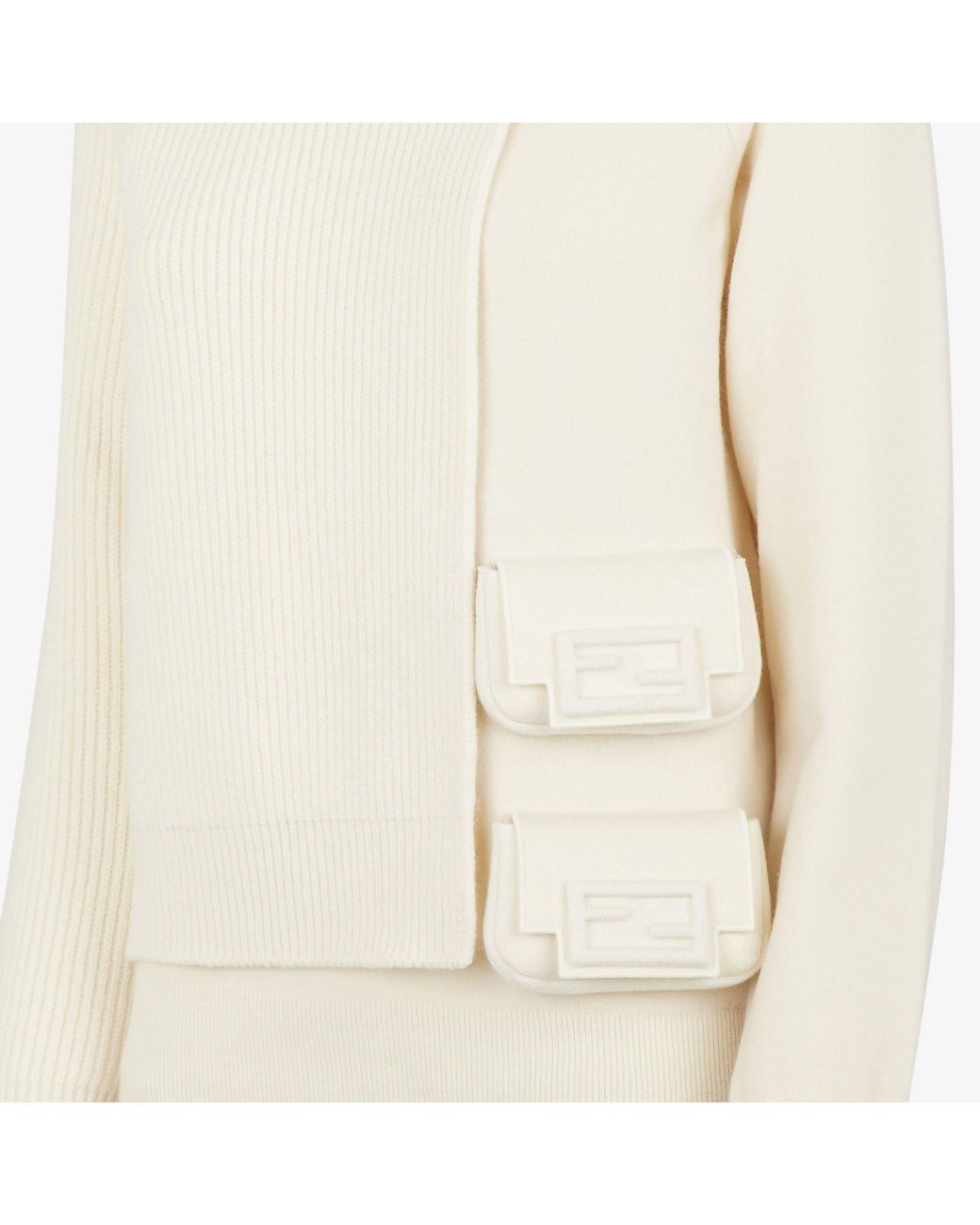 Fendi White Pocket-Detailed Crewneck Jumper