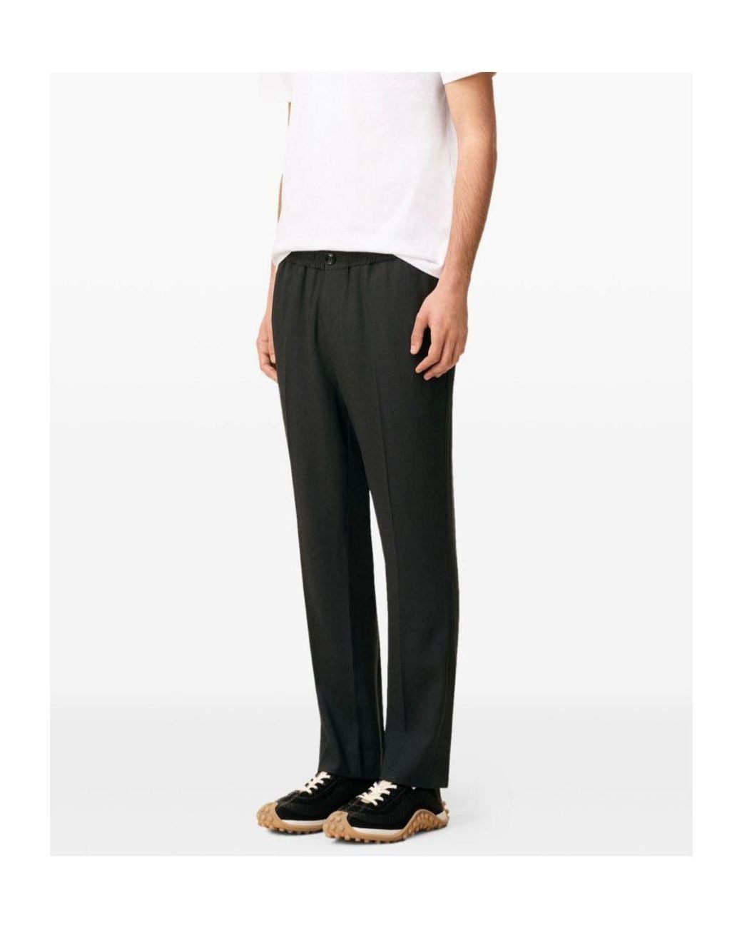 AMI Black Elasticated Waist Straight-Leg Trousers for men