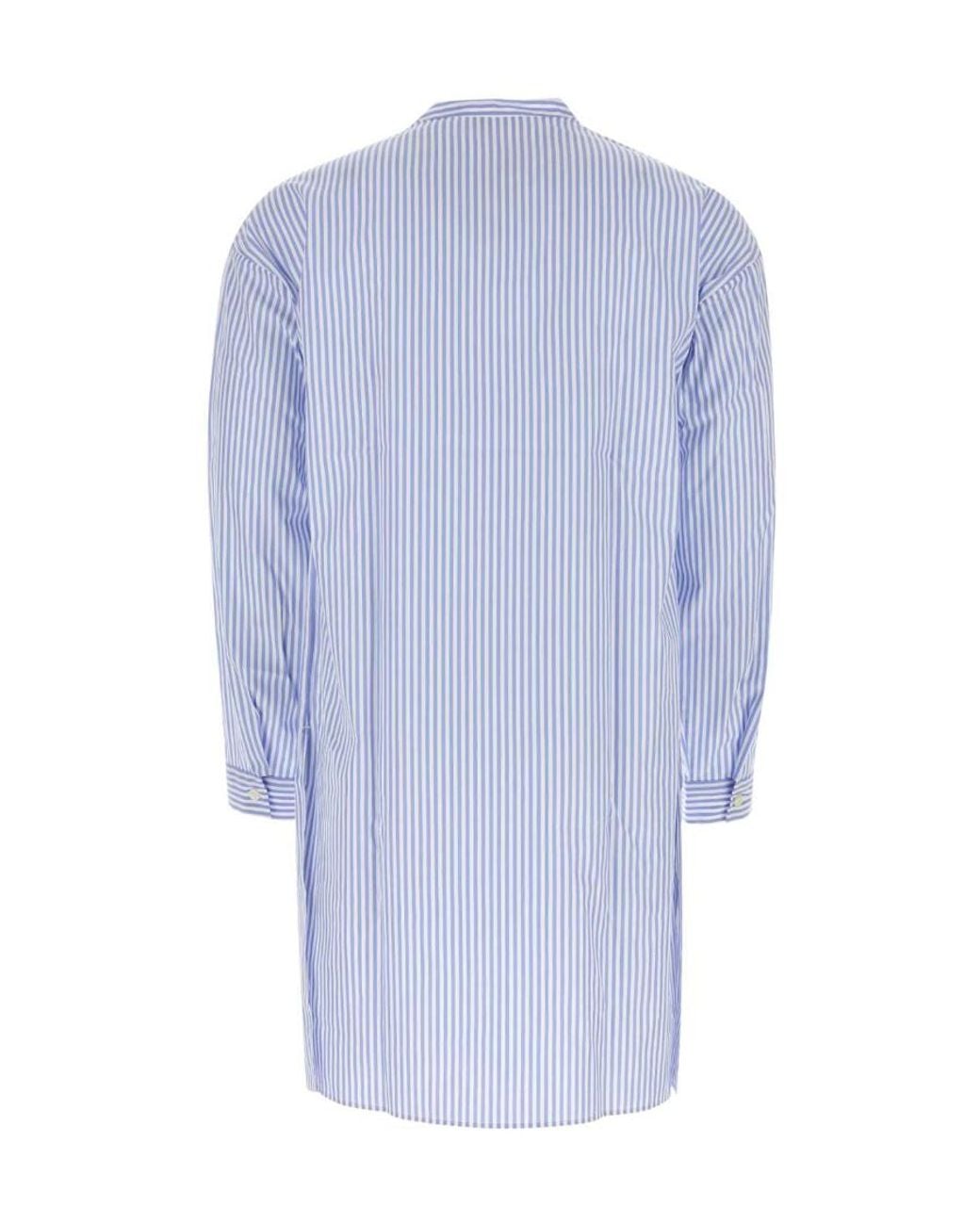 Prada Blue Striped Poplin Shirt for men