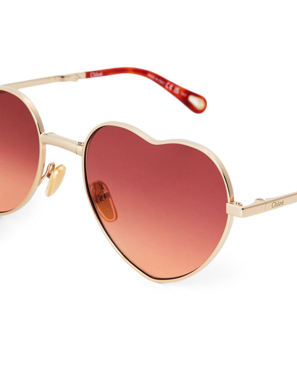 Chloé White Thin-Frame Heart-Shaped Sunglasses