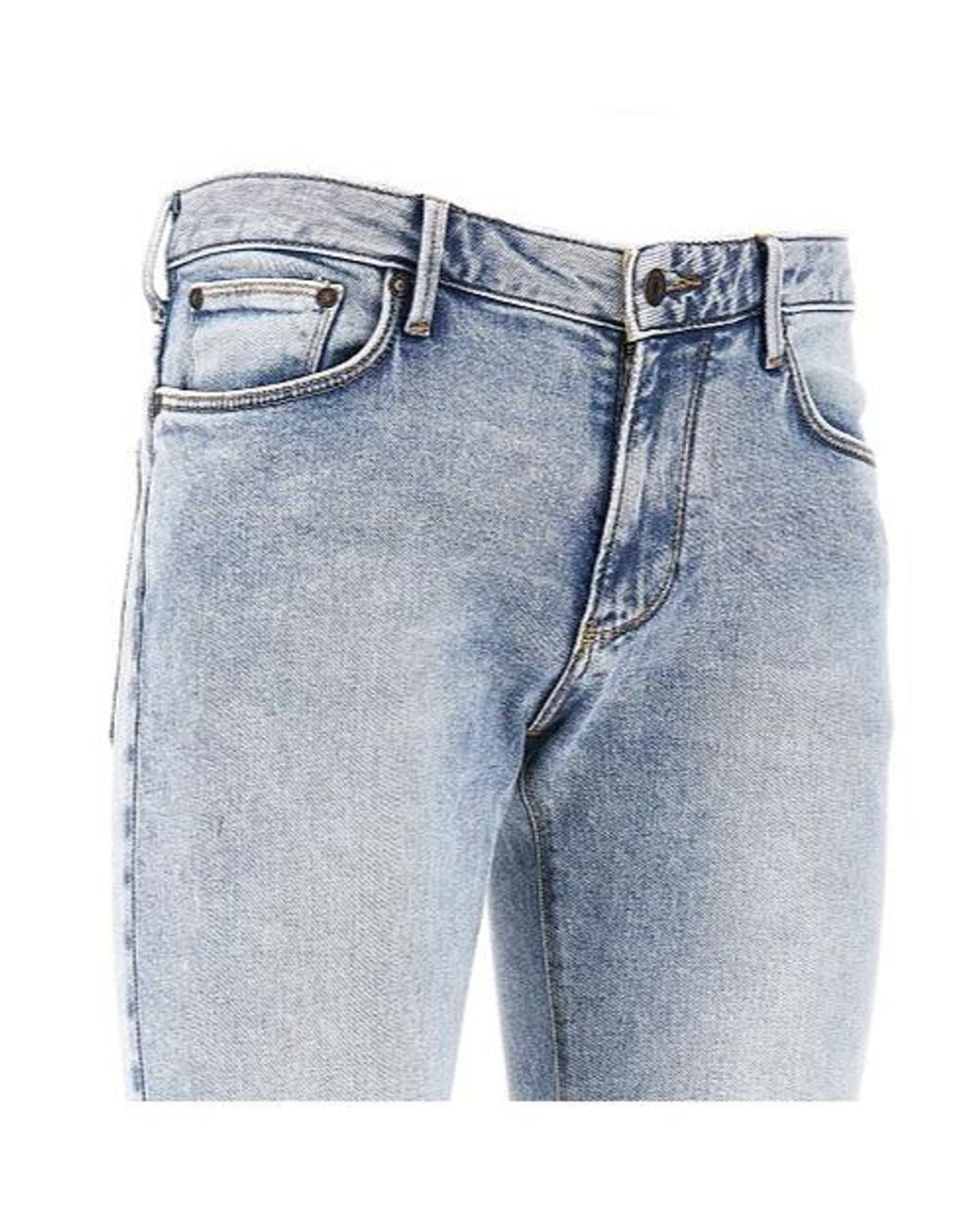 Emporio Armani Blue Five-Pocket Slim Fit Stone-Washed Jeans for men