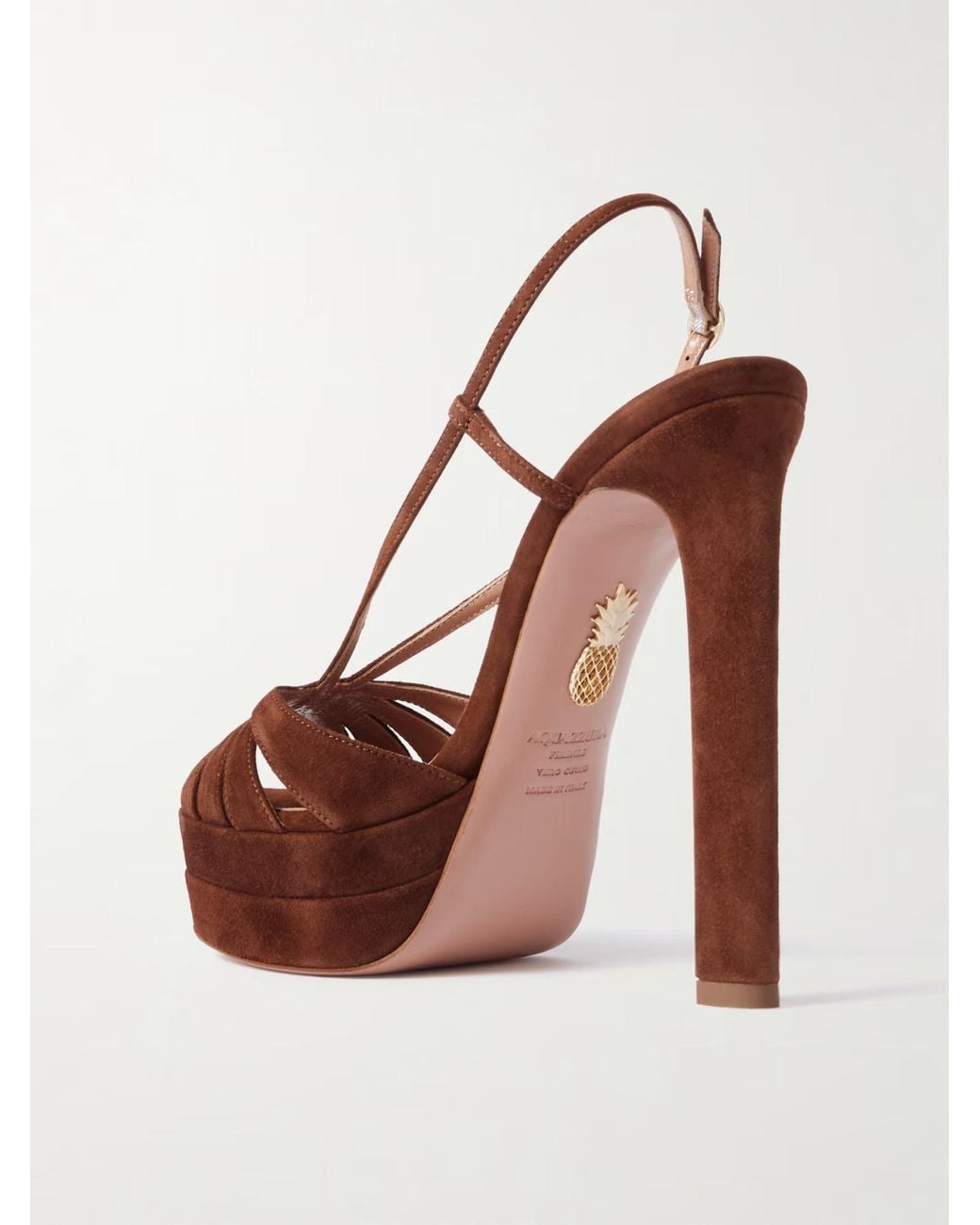 Aquazzura Brown Solid Color Suede Platform Sandals