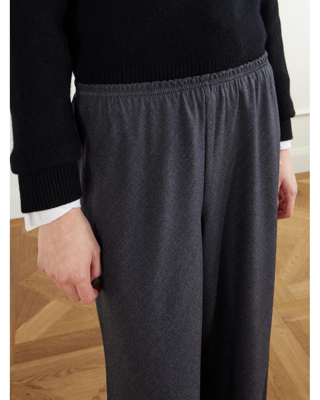 Maria McManus Gray Flannel Wide-Leg Pants