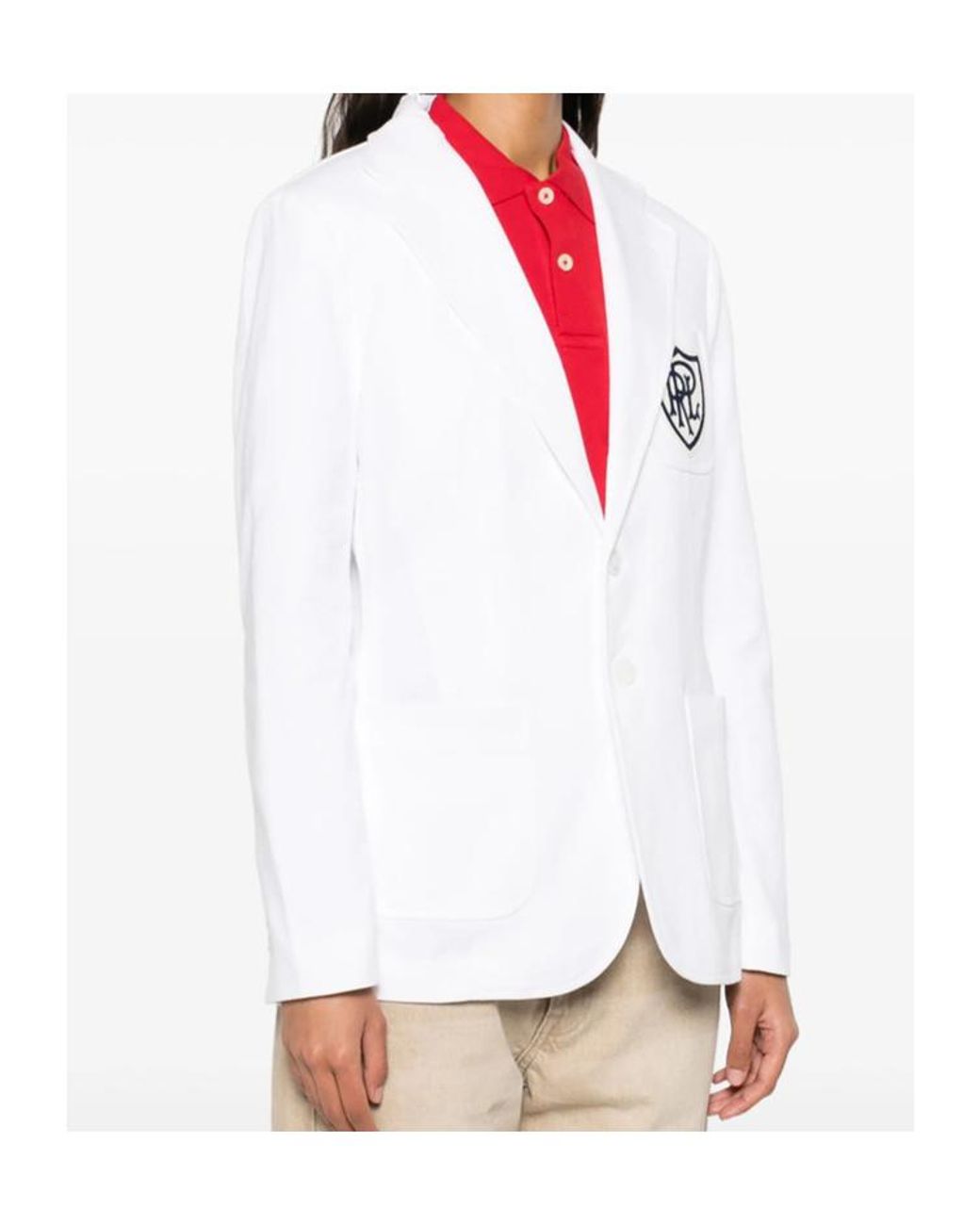 Ralph Lauren White Logo-Patch Blazer
