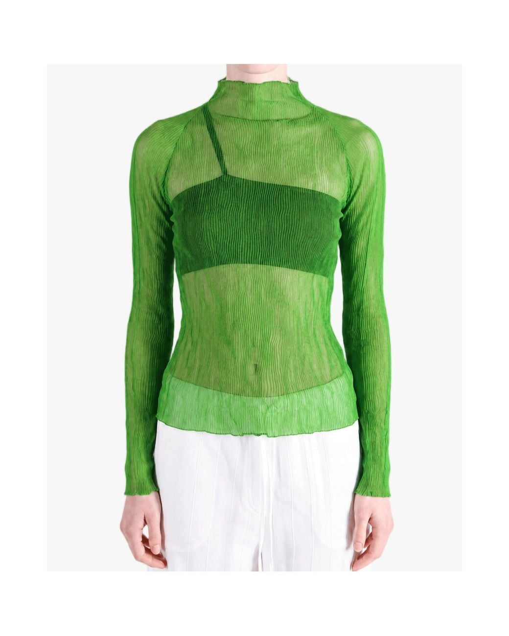 Issey Miyake Green Chiffon Sheer Twist 1 Shirt