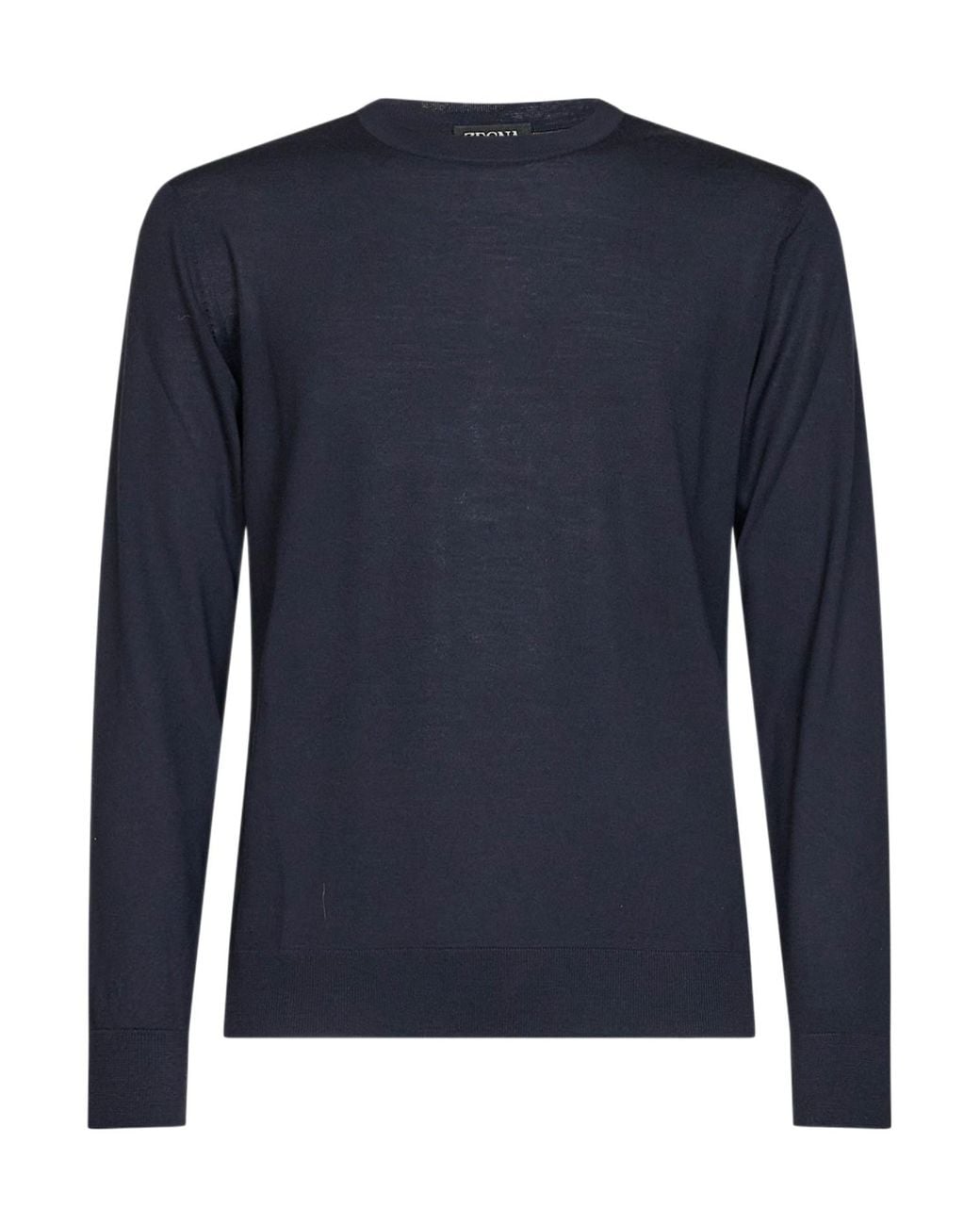 Zegna Blue Ribbed Crewneck Knitted Sweater for men