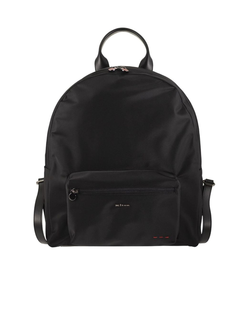 Kiton Black Technical Zip-Front Backpack for men