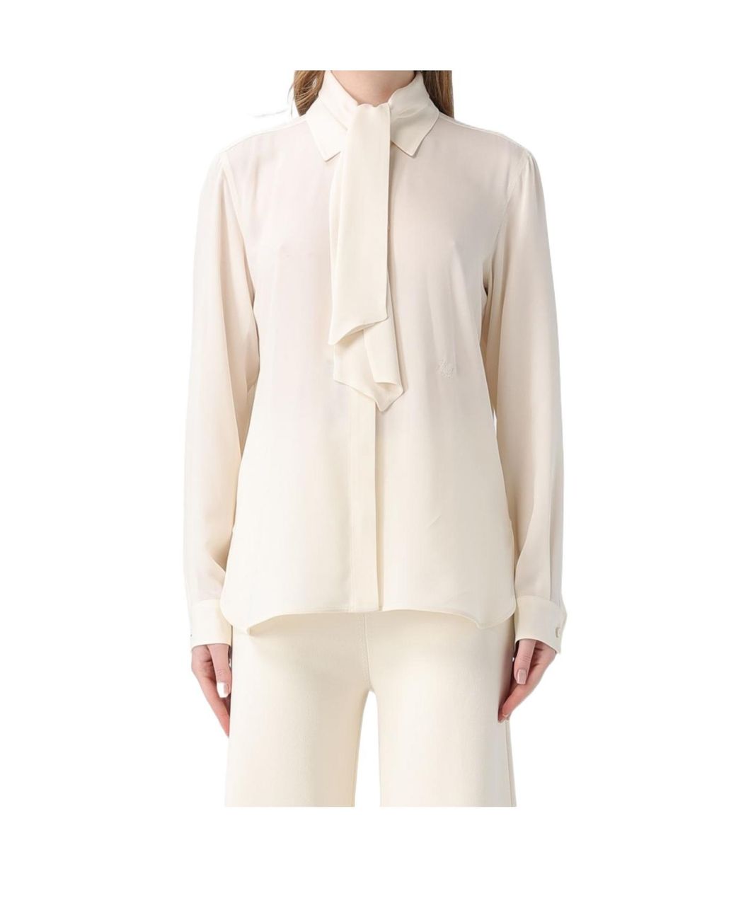 Max Mara Natural Mxmcolmo Tie Neck Blouse