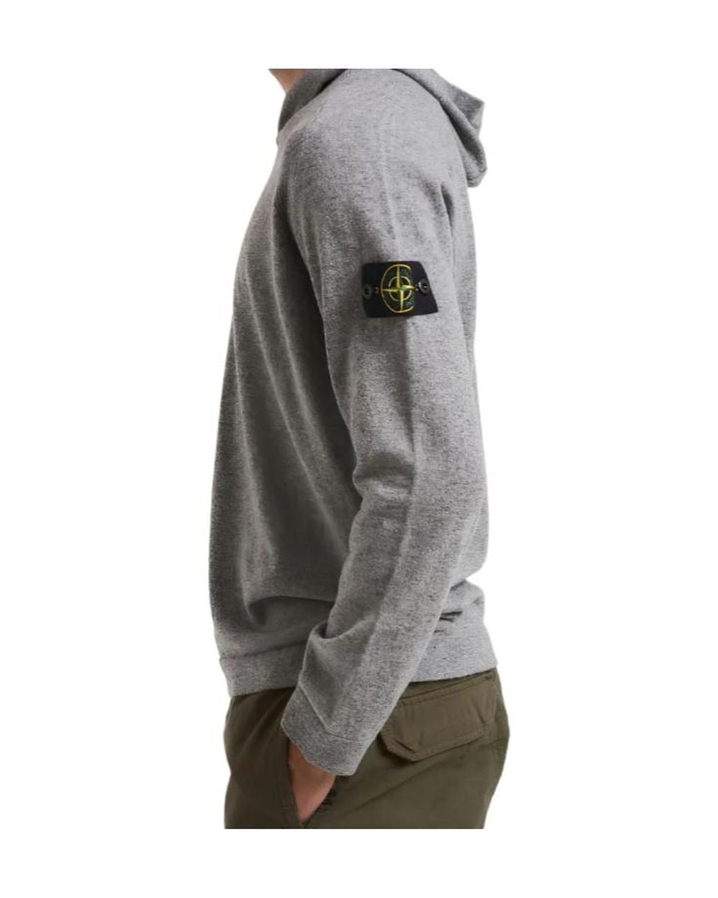 Stone Island Gray Long-Sleeve Logo Patch Hoodie for men