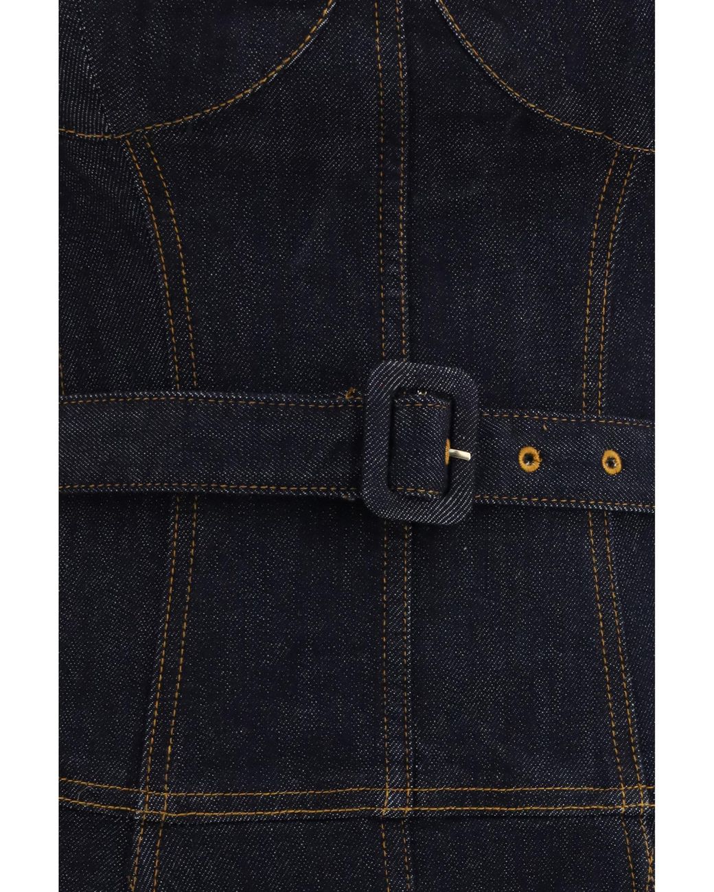 Self-Portrait Blue Denim Flared Midi Dress