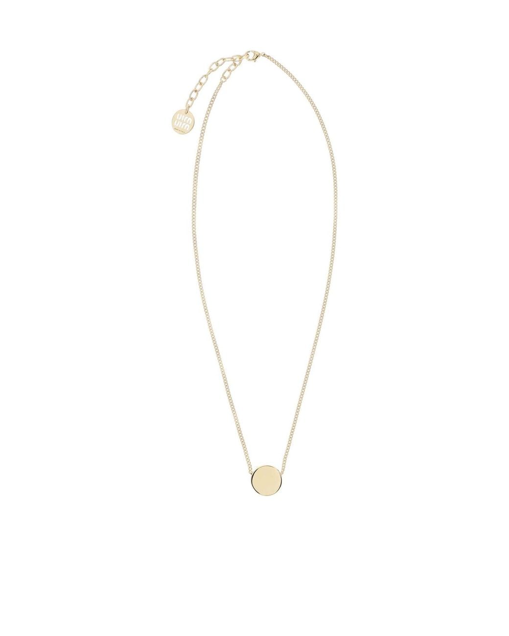 Miu Miu White Logo-Detailed Round Necklace