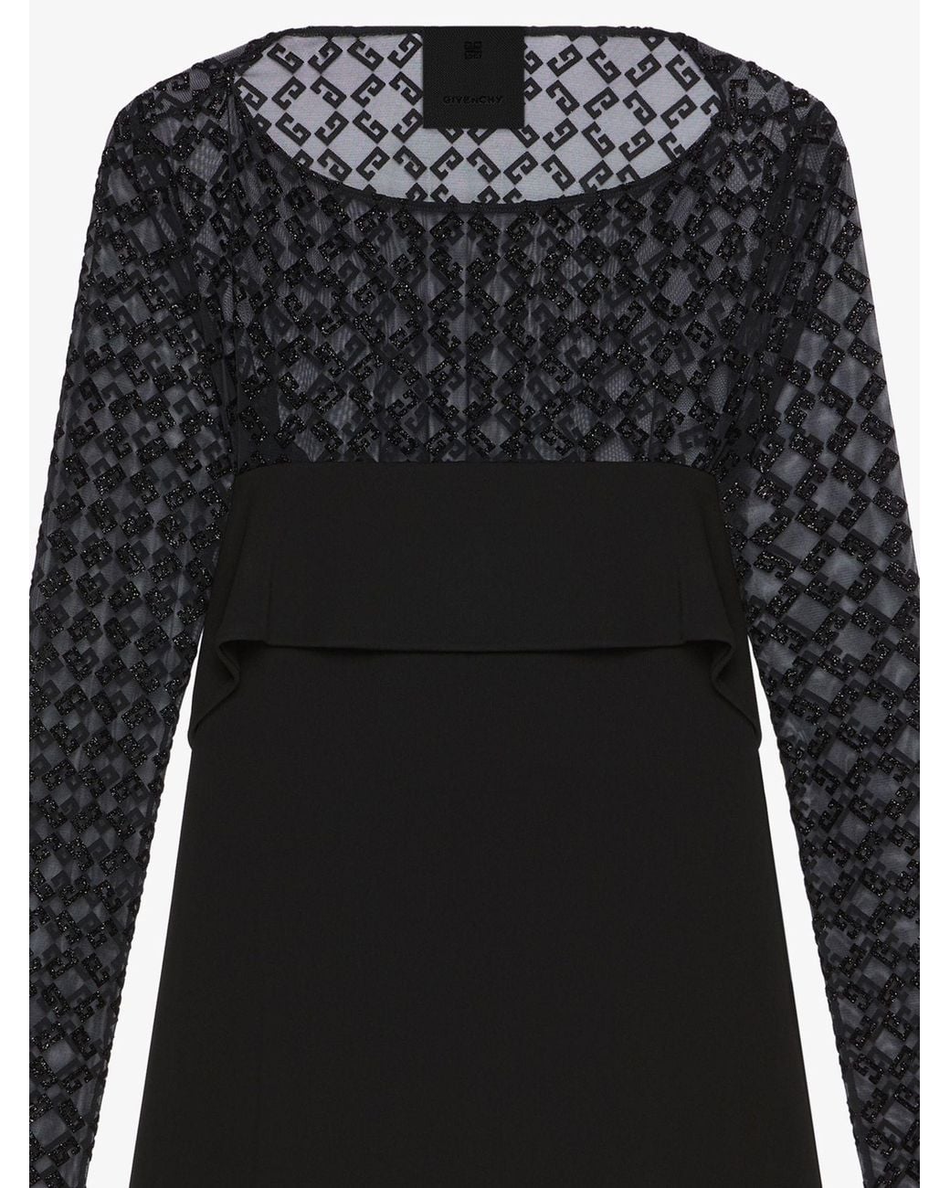 Givenchy Black Jersey And Tulle Monogram 72 Mini Dress