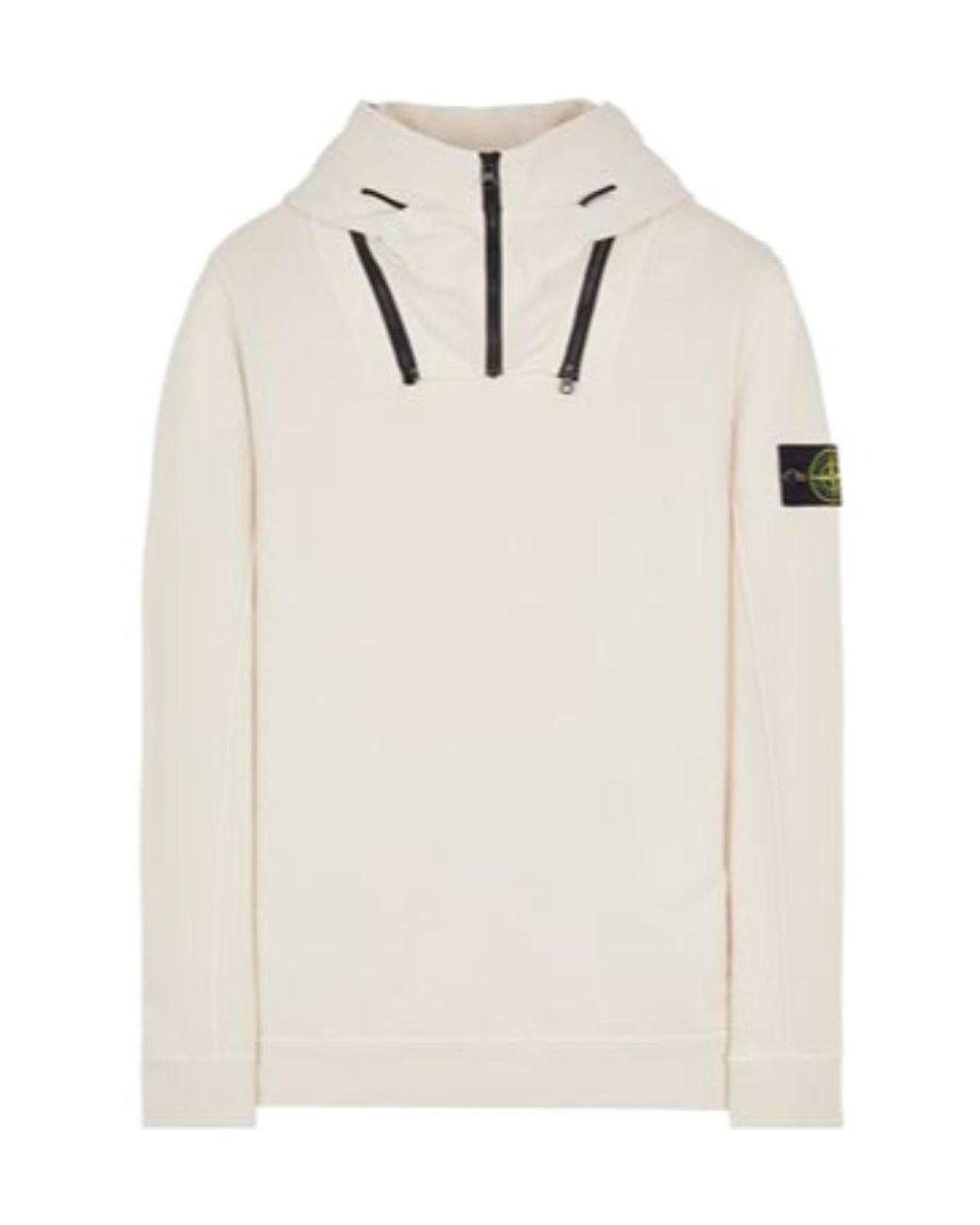 Stone Island White Logo-Patch Long-Sleeve Hoodie for men