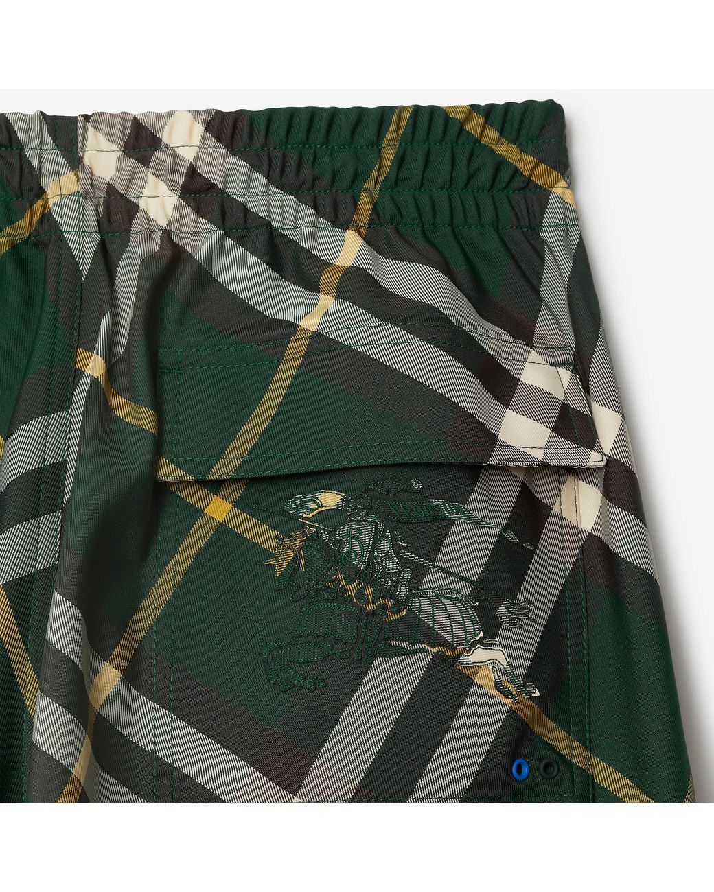 Burberry Green Wide-Leg Equestrian Knight Motif Checked Trousers for men