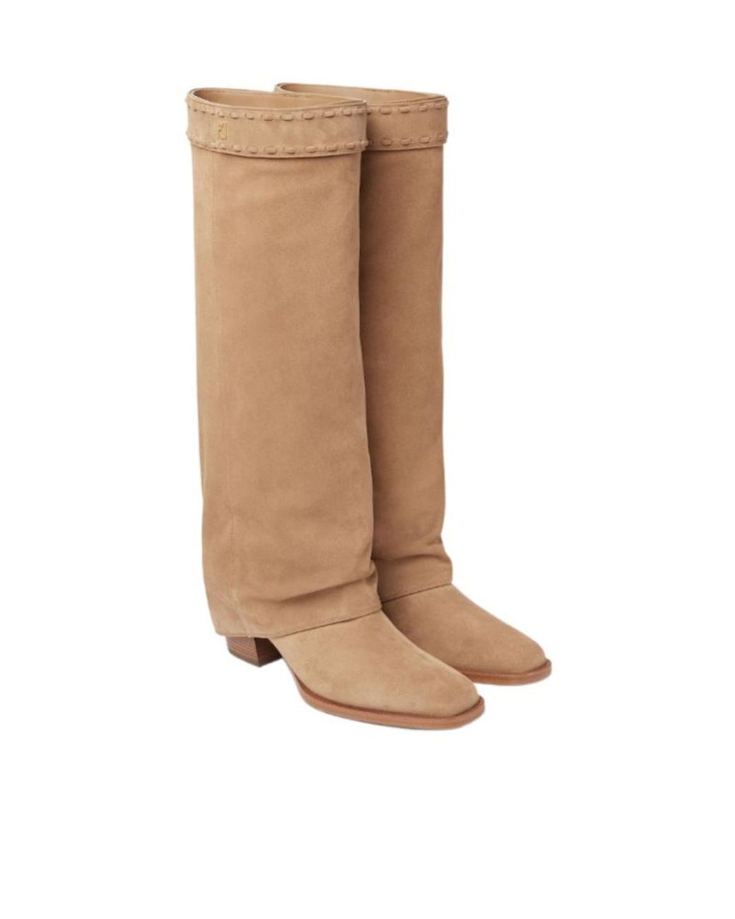 Fendi Brown Minerva Square-Toe Knee-High Boots