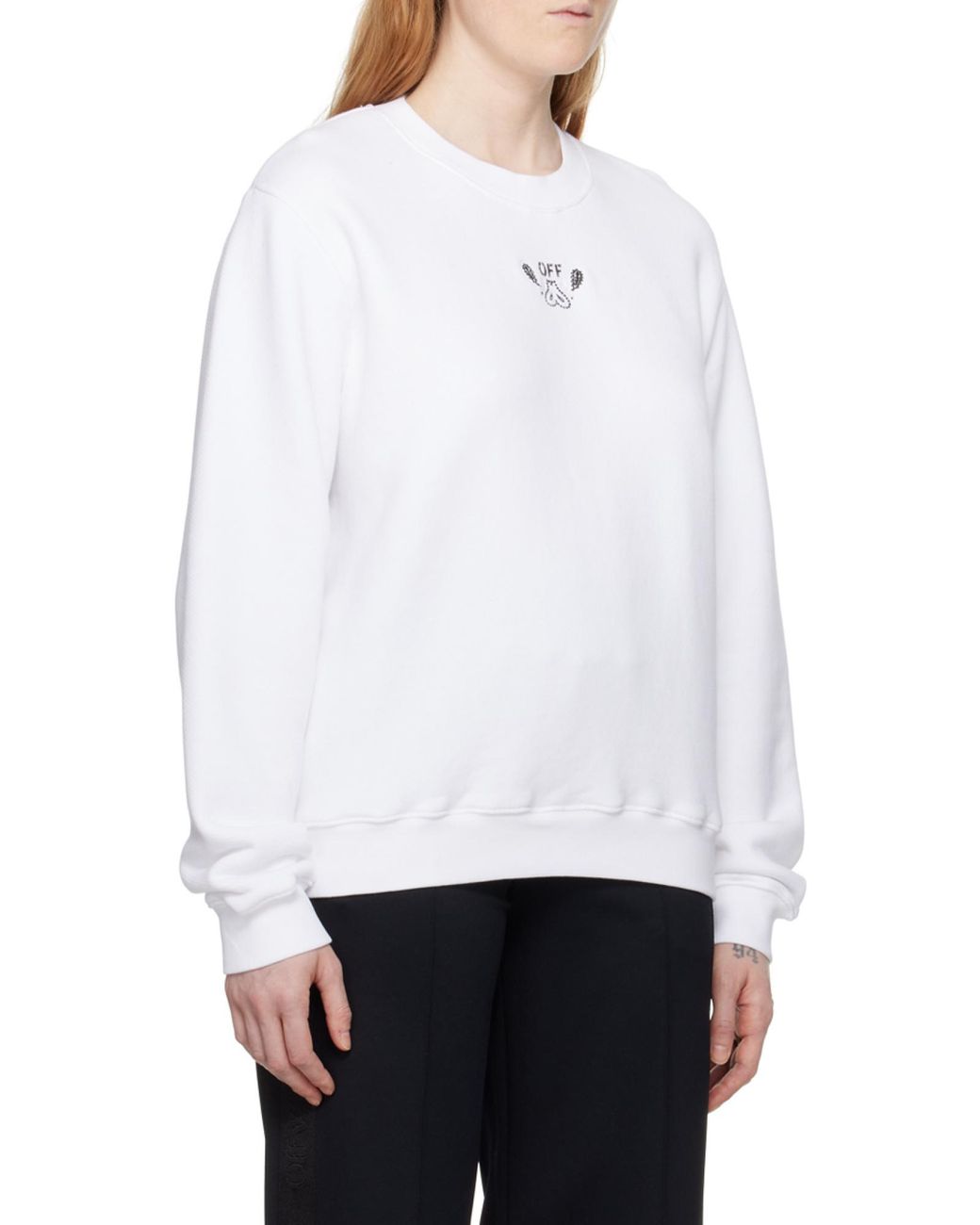 Off-White c/o Virgil Abloh White Bandana-Embroidered Crewneck Sweatshirt