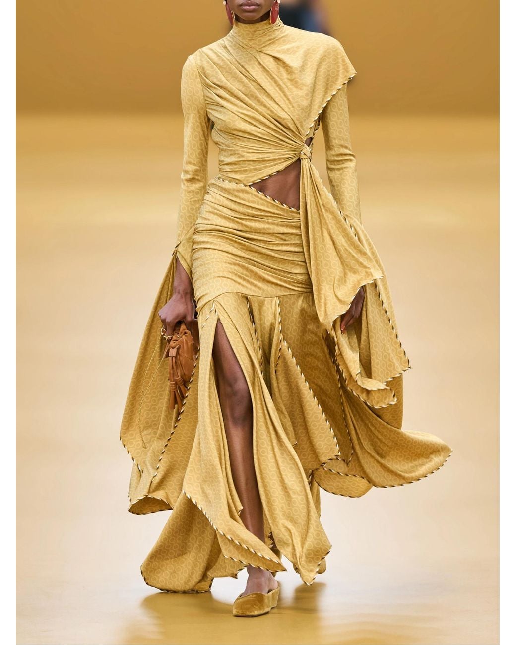 Zimmermann Metallic Knotted Draped Printed Silk-Blend Maxi Dress