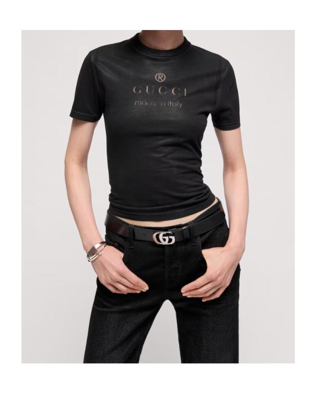 Gucci Black Technical Cotton Jersey T-Shirt With Print