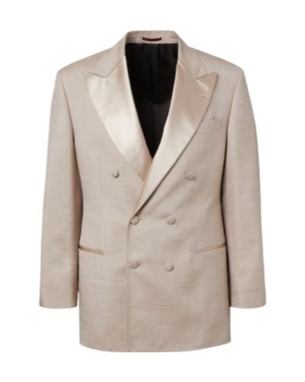Brunello Cucinelli Natural Patent Lapel Double-Breasted Blazer for men