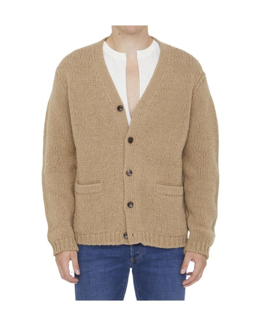 Gucci Brown V-Neck Long-Sleeved Cardigan for men