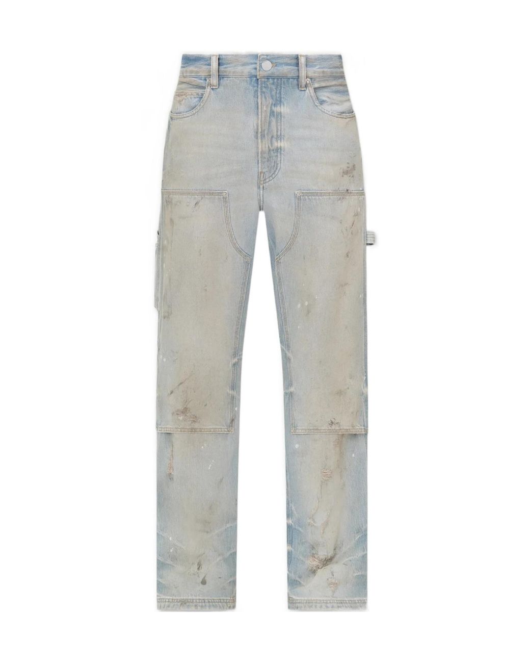 Amiri Gray Distressed Lightweight Carpenter Jeans for men