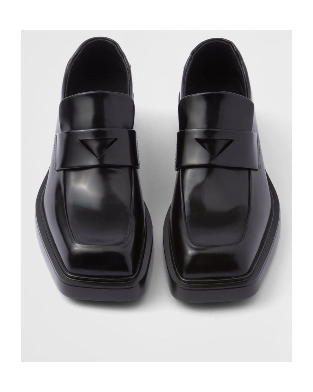 Prada Black Triangle-Patch Slip-On Loafers